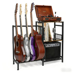 Guitar Stand with 3-Tier Vinyl Record Storage Shelf