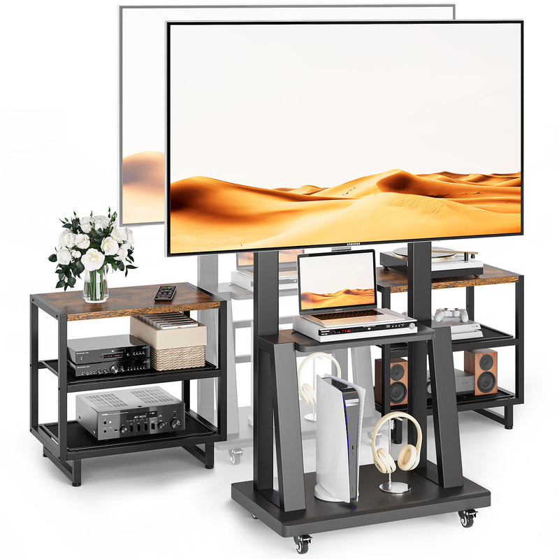 Mobile TV Stand for 32-75 Inch Screen with Storage Shelves
