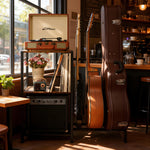 Guitar Stand with 3-Tier Vinyl Record Storage Shelf