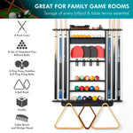 【Patented】2-in-1 Pool Cue Rack & Ping Pong Paddle Holder - Black