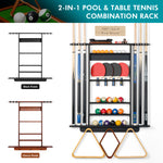 【Patented】2-in-1 Pool Cue Rack & Ping Pong Paddle Holder - Black