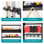 【Patented】2-in-1 Pool Cue Rack & Ping Pong Paddle Holder - Black