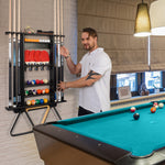 【Patented】2-in-1 Pool Cue Rack & Ping Pong Paddle Holder - Black
