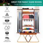 【Patented】2-in-1 Pool Cue Rack & Ping Pong Paddle Holder - Cherry