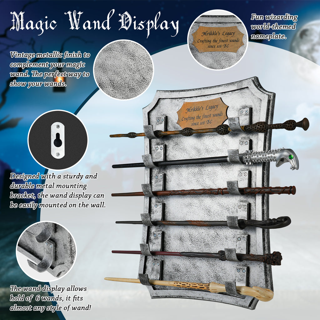 ChampWe Wizard Wand Display Stand Wooden Magic Wands Holder 3 Tiered for  Collection Brown