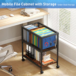 Rolling File Cart with Storage, Mobile File Cabinet with Hanging File Folder Organizer