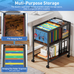 Rolling File Cart with Storage, Mobile File Cabinet with Hanging File Folder Organizer