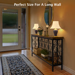 70.9" Extra Long Console Table, Industrial Narrow Sofa Table Behind Couch with 2 Tier Storage Shelf