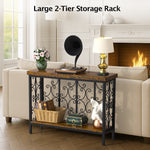 42.5" Industrial Narrow Sofa Table with 2 Tier Storage Shelf, Entryway Hallway Console Table