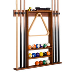 【Patented】Wall Mount Pool Cue Rack for 6 pcs - Cherry