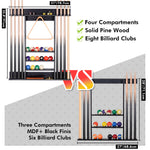 【Patented】Wall Mount Pool Cue Rack for 8 pcs - Black