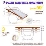 【Patented】Adjustable Height & Tilt Jigsaw Puzzle Board for 1500 pcs, Portable Folding Wooden Puzzle Table with Trays & Cover