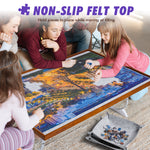 【Patented】Adjustable Height & Tilt Jigsaw Puzzle Board for 1500 pcs, Portable Folding Wooden Puzzle Table with Trays & Cover