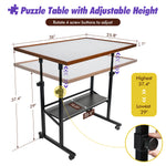 【US CA UK Only】1500 Pieces Jigsaw Puzzle Table with Legs, Cover & 6 Sorter Tray, Enclosed with Wheels