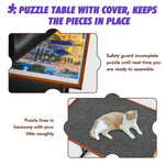 【US CA UK Only】1500 Pieces Jigsaw Puzzle Table with Legs, Cover & 6 Sorter Tray, Enclosed with Wheels