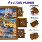 【US CA UK Only】1500 Piece Rotating Puzzle Board with 6 Drawers and Cover