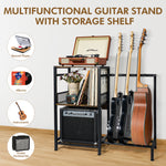 Guitar Stand with 3-Tier Vinyl Record Storage Shelf