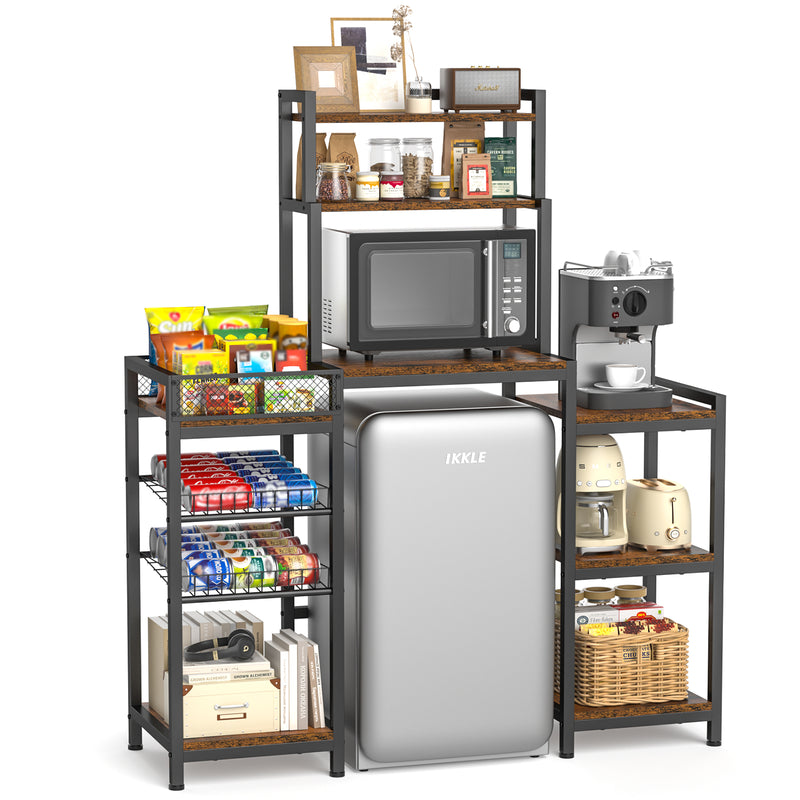 Large Storage Shelf with Microwave Stand & Mini Fridge Storage Space