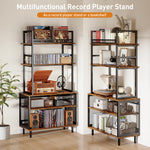 Large Record Player Stand with Vinyl Storage Shelf, 5-Tier Record Player Table Holds Up 500+ Albums