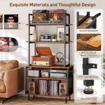 Large Record Player Stand with Vinyl Storage Shelf, 5-Tier Record Player Table Holds Up 500+ Albums