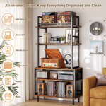 Large Record Player Stand with Vinyl Storage Shelf, 5-Tier Record Player Table Holds Up 500+ Albums