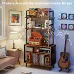 Large Record Player Stand with Vinyl Storage Shelf, 5-Tier Record Player Table Holds Up 500+ Albums
