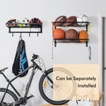 Sports Equipment Storage Rack with 4 Hooks (3 Separate Shelf)
