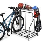 【US ONLY】3 Bicycle Floor Parking Stand, Widths Adjustable Bike Rack for Mountain, Hybrid, and Kids Bicycles