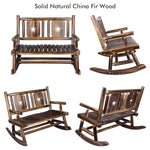 Outdoor Wooden Rocking Bench for 2 Persons