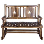 Outdoor Wooden Rocking Bench for 2 Persons