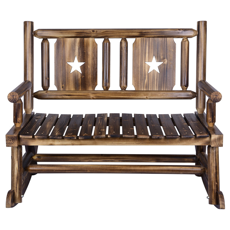 Outdoor Wooden Rocking Bench for 2 Persons