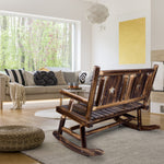 Outdoor Wooden Rocking Bench for 2 Persons