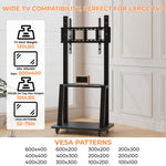Mobile TV Stand for 32-75 Inch Screen with Storage Shelves