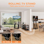 Mobile TV Stand for 32-75 Inch Screen with Storage Shelves