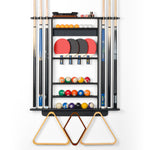 【Patented】2-in-1 Pool Cue Rack & Ping Pong Paddle Holder - Black