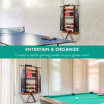 【Patented】2-in-1 Pool Cue Rack & Ping Pong Paddle Holder - Cherry