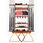 【Patented】2-in-1 Pool Cue Rack & Ping Pong Paddle Holder - Cherry