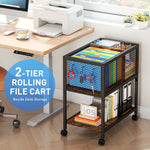 Rolling File Cart with Storage, Mobile File Cabinet with Hanging File Folder Organizer