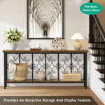 70.9" Extra Long Console Table, Industrial Narrow Sofa Table Behind Couch with 2 Tier Storage Shelf