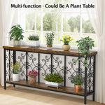 70.9" Extra Long Console Table, Industrial Narrow Sofa Table Behind Couch with 2 Tier Storage Shelf