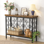 42.5" Industrial Narrow Sofa Table with 2 Tier Storage Shelf, Entryway Hallway Console Table