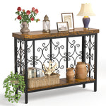 42.5" Industrial Narrow Sofa Table with 2 Tier Storage Shelf, Entryway Hallway Console Table