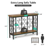 42.5" Industrial Narrow Sofa Table with 2 Tier Storage Shelf, Entryway Hallway Console Table
