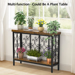 42.5" Industrial Narrow Sofa Table with 2 Tier Storage Shelf, Entryway Hallway Console Table