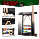 【Patented】Wall Mount Pool Cue Rack for 8 pcs - Black