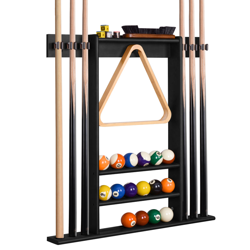 【Patented】Wall Mount Pool Cue Rack for 6 pcs - Black