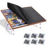 【Patented】Adjustable Height & Tilt Jigsaw Puzzle Board for 1500 pcs, Portable Folding Wooden Puzzle Table with Trays & Cover
