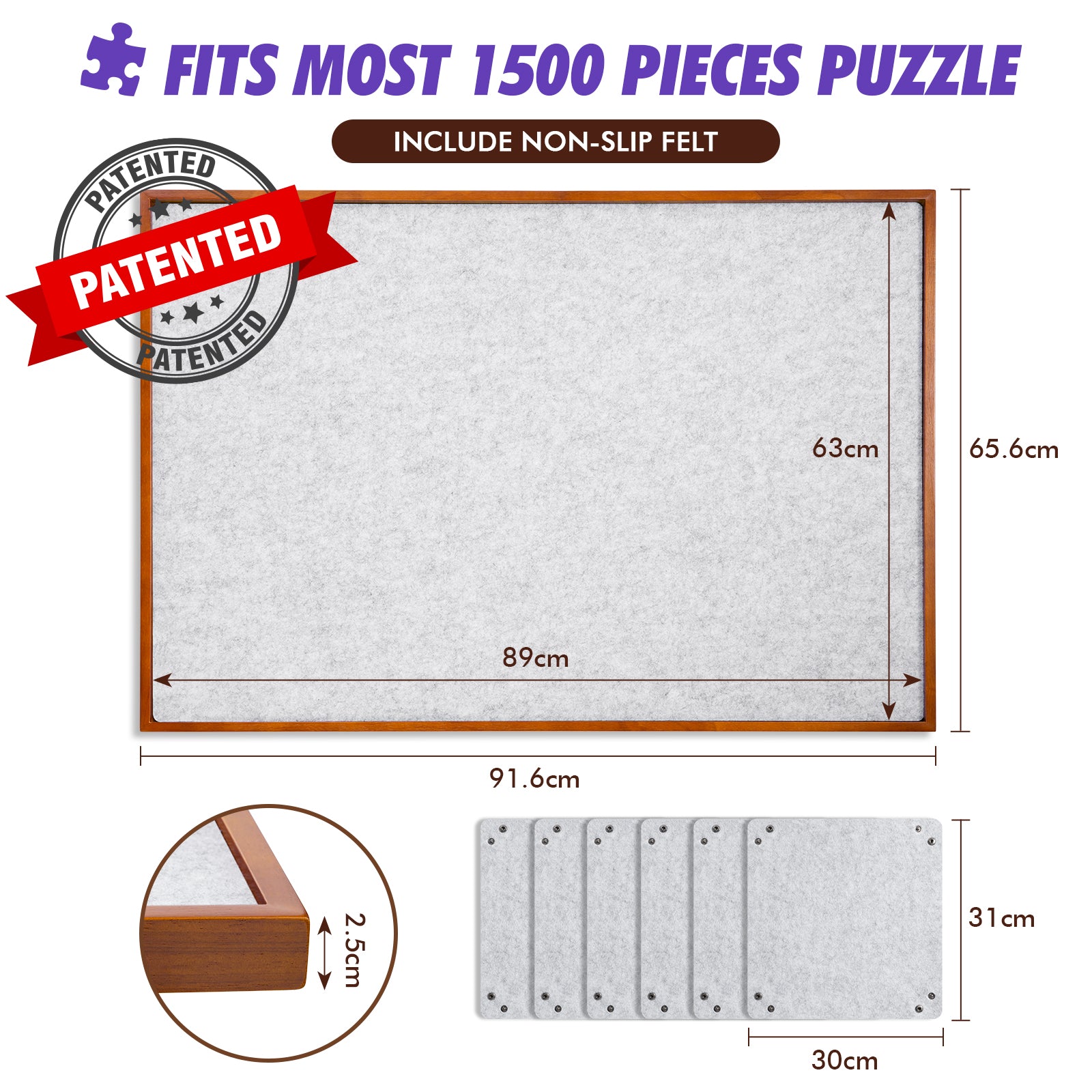 Patented】Adjustable Height & Tilt Jigsaw Puzzle Board for 1500