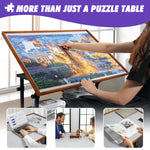 【US CA UK Only】1500 Pieces Jigsaw Puzzle Table with Legs, Cover & 6 Sorter Tray, Enclosed with Wheels