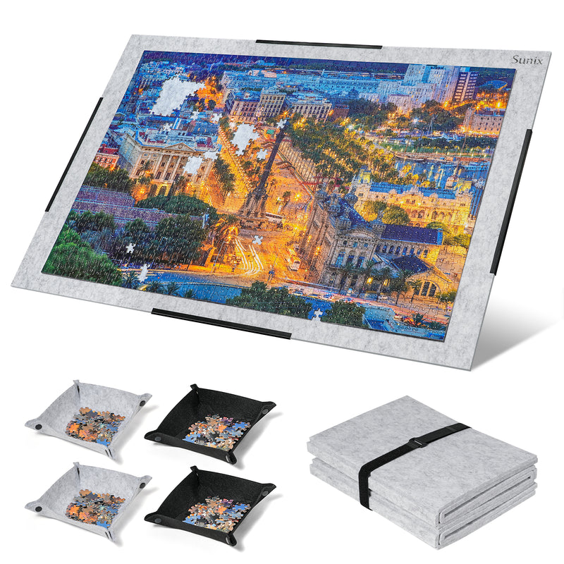 【Patented】【Tran-Z Series】 1500 Pieces Foldable Puzzle Mat, 39" x 26" Portable Jigsaw Puzzle Board